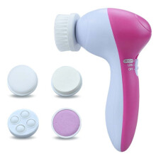 5-in-1 Elektrische Gesichtsreinigungsbürste mit 5 Aufsätzen, rotierende Spin-Reinigungsbürste für Tiefenreinigung und Peeling, Rosarot