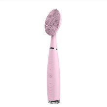 Tragbarer elektrischer Silikon-Gesichtsreiniger mit 5 Intensitätsstufen, USB-aufladbar, IPX6 wasserdicht, sanfte Tiefenreinigung und Peeling – Pink