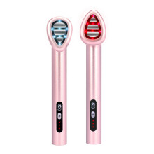 Elektrischer Mikrostrom-Augenmassager mit LED-Lichttherapie – gegen Schwellungen, zur Hautstraffung und Augenpflege, Pink
