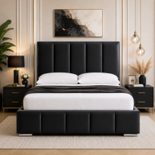 (Blue Plush (No Mattress), 4ft6" Double (with Gaslift)) Luxury Panel Double Bed Frame Plush/Crushed Velvet with Mattress Ottoman Gas Lift Storage