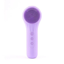 Brosse nettoyante visage en silicone chauffante 5 modes, imperméable IPX7, 6 niveaux de vibration, rechargeable USB, couleur violette