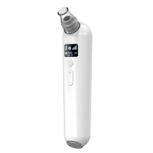 Elektrischer Mitesser-Entferner mit 5 Saugstufen, Heizfunktion und Mikrokristall-Aufsatz – Porensauger & Exfoliator, kabellos, USB-aufladbar, Weiß