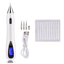 Penna Elettrica Professionale per Rimozione di Macchie e Verruche – Versione B, 10 Livelli di Intensità, Ricaricabile, Colore Bianco con Argento