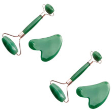 Set de Rouleau Facial en Pierre Naturelle et Gua Sha pour le Visage – Massage Anti-Âge, Réduction des Poches et des Rides – Lot de 2 – Vert