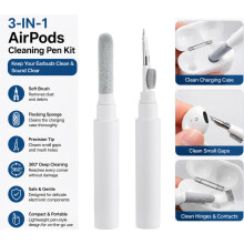 3 in 1 Earbuds Cleaning Pen White Kit for AirPods Wireless Earphones Dust Removal Brush Speaker Mesh Charging Case Cleaner Portable Cleaning Tool