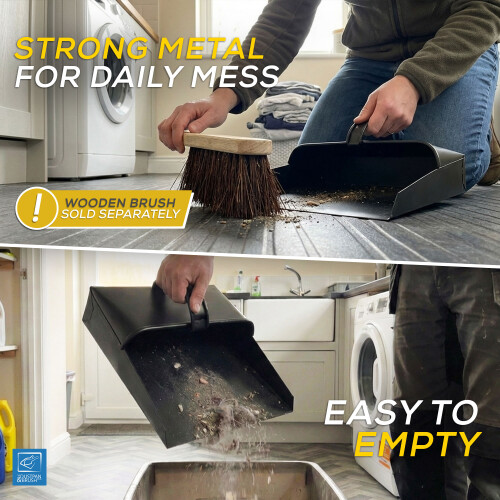 Large Metal Dustpan Hooded Design With Handle 2