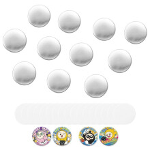 Kit de Recargas para Máquina de Insignias-Duoku-100 Piezas, Pin 75 mm, Carcasas y Espaldas Metálicas, Películas Mylar Transparentes