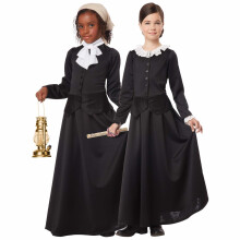 (Large (10-12), Black) Susan B Anthony Harriet Tubman 1800s Colonial Olden Day Victorian Girls Costume