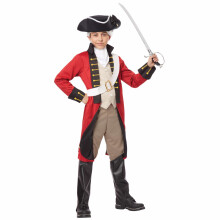 (Medium (8-10), Red) British Redcoat Army Soldier Military Historical Colonial Boys Costume
