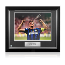 Javier Zanetti Signed Inter Milan Football Photo. Deluxe Frame
