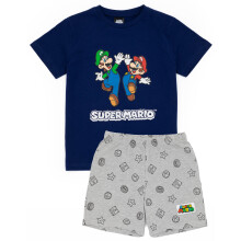 (11-12 Years) Nintendo Short Sleeve Short Leg Pyjama Set (Boys Blue)