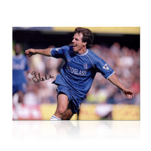 Gianfranco Zola Signed Chelsea Football Photo: West Ham Goal