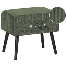 1 Drawer Bedside Table EUROSTAR Corduroy Dark Green