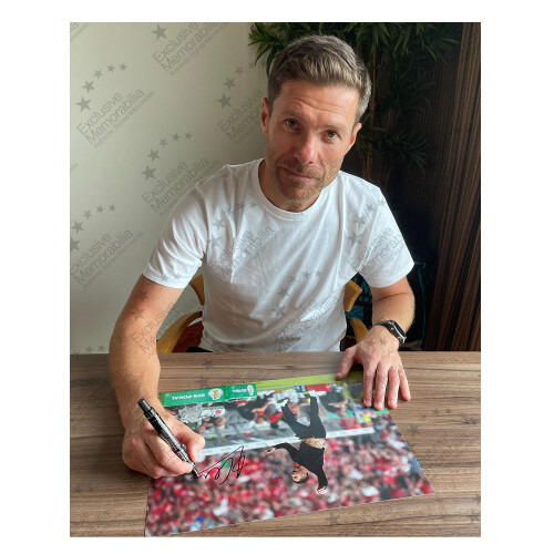 Xabi Alonso Signed Bayer Leverkusen Football Photo: DFB Cup Final 1