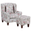 Beliani Wingback Chair HAMAR with Footstool Fabric Light Grey 1