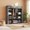 Homcom HOMCOM Fabric Wardrobe with 10 Shelves, Foldable Closet Dark Grey 9