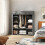 Homcom HOMCOM Fabric Wardrobe with 10 Shelves, Foldable Closet Dark Grey 8