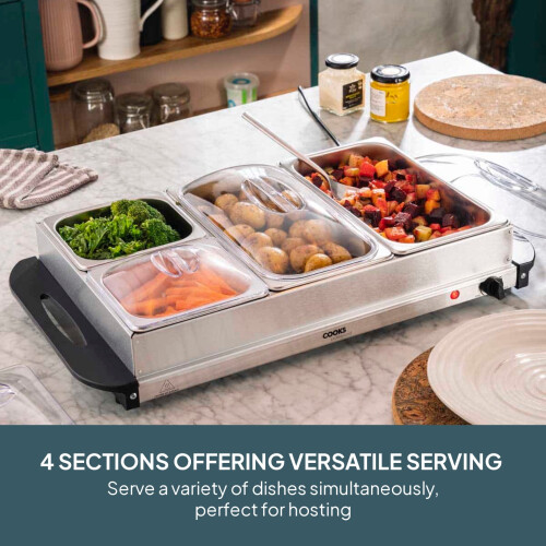 Cooks Professional Cooks Professional 4 Section Buffet Warmer | 7.2L | Silver 1