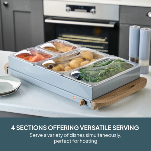 Cooks Professional Cooks Professional 4 Section Buffet Warmer | 7.2L | Nordic Grey 1
