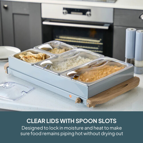 Cooks Professional Cooks Professional 4 Section Buffet Warmer | 7.2L | Nordic Grey 2