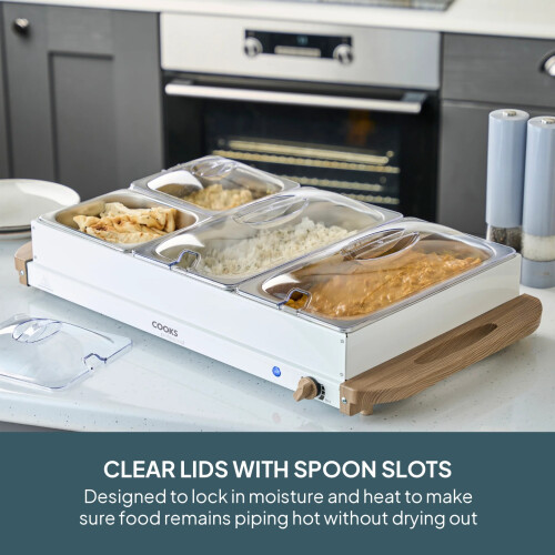 Cooks Professional Cooks Professional 4 Section Buffet Warmer | 7.2L | Nordic White 2