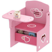 Kids Table and Chair Set, Children Desk and Chair with Storage Bins for Playing, Reading, Painting, for Ages 3-5, Pink