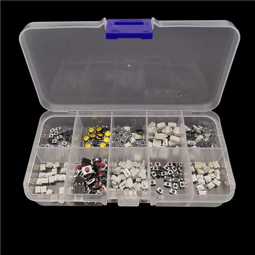 500Pcs Micro-Tactile Tact Push Button  Assorted Kit 2P 4 Pin SMD PCB Momentary Self-Reset Car Remote Control