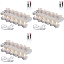 36X Rechargeable Flameless Tea Lights Candles with Timer Romote,LED Candles for Wedding Centerpiece Table Decor