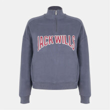 (6 UK, Navy) Jack Wills Womens/Ladies Varsity Quarter Zip Sweatshirt