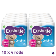 Cushelle Seriously Clean Soft Toilet Paper - 40 Toilet Rolls (10 x 4 Rolls)