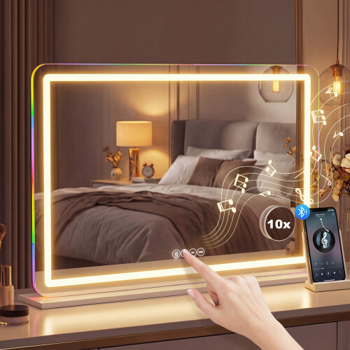 Homcom HOMCOM Vanity Mirror with Lights and Bluetooth Speaker, 80 x 60 cm, White