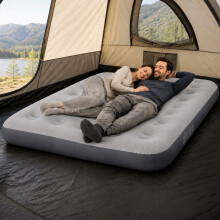 airzzZ Inflatable Flocked Air Bed Grey Double