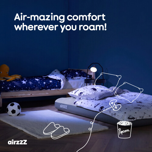 airzzZ Inflatable Flocked Air Bed Grey Double 1