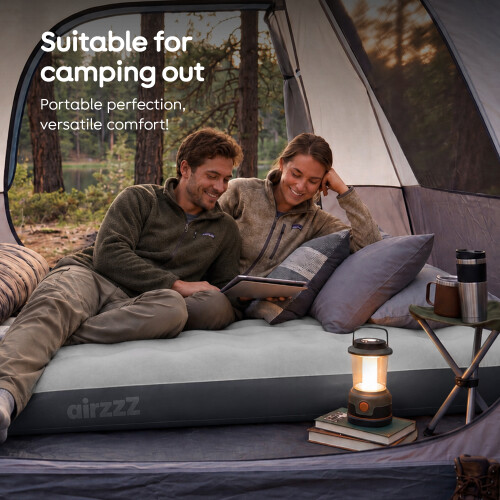 airzzZ Inflatable Flocked Air Bed Grey Double 2