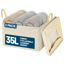 LIVIVO 2 Pack 35L Collapsible Laundry Storage Bags Foldable Fabric Baskets