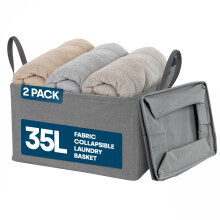 LIVIVO 2 Pack 35L Collapsible Laundry Bags Grey