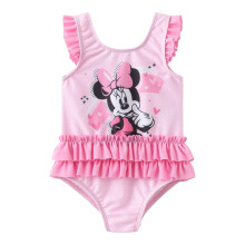 (0-3 Months, Pink) Disney Baby Girls Minnie Mouse Ruffled One Piece Swimsuit