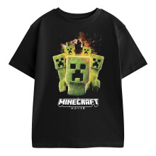 (7-8 Years, Black Solid) Minecraft Boys Creeper Photograph T-Shirt