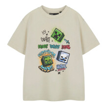 (13-14 Years, Beige) Minecraft Boys Survival Mode Short-Sleeved T-Shirt