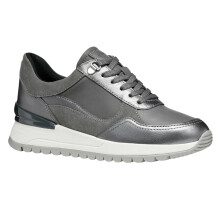 (5 UK, Dark Grey/Gun) Geox Womens/Ladies Desya Leather Trainers