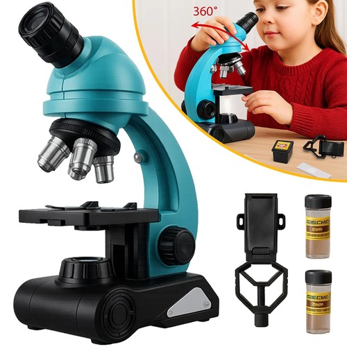 Kids Microscope 1200x, 400x, 100x Children Science Microscope Kit with LED Light 1