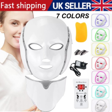 7 LED Light Photon Therapy Face Neck Mask Rejuvenation Skin Wrinkles Anti-aging
