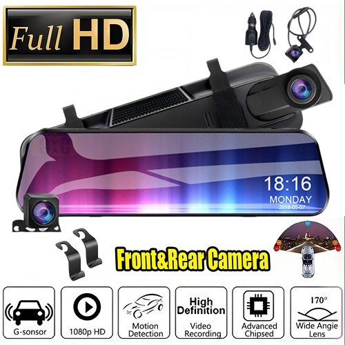 10'' Car Dash Camera Front and Rear View Mirror Reverse Camera DVR HD Dual Lens 1