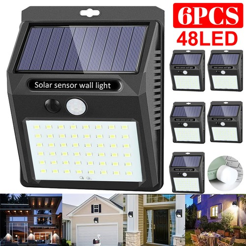 6Pack Solar Sensor LED Flood Lights Wall Outdoor Garden Path Fence Lamp Security 1