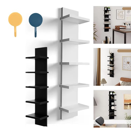 5 Tier Wall Shelf Unit Vertical Shelf Floating Storage Wall Shelf Decorative UK 1