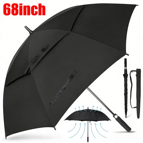 68 Inch Extra Large Golf Umbrella Windproof Double Canopy Vented Automatic Open 1
