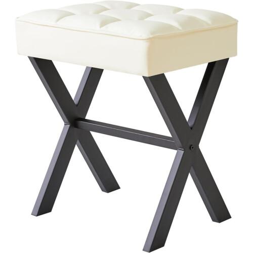 PU Leather Vanity Stool White