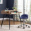 Blue PU Leather Rolling Gaming Chair Stool With Backrest 1
