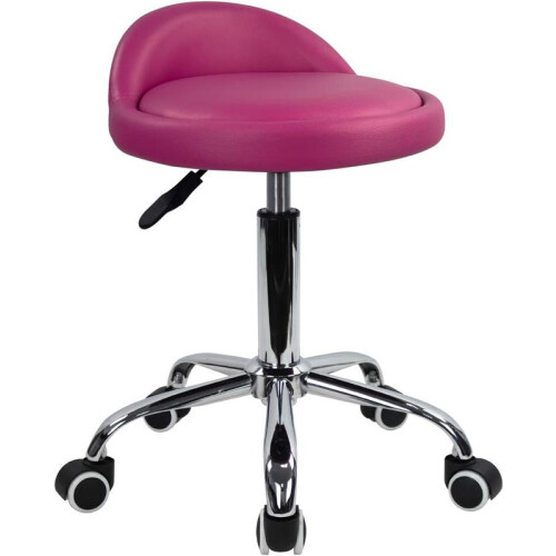 Red PU Leather Rolling Gaming Chair Stool With Backrest 2