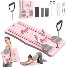 5 in 1 Foldable Pilates Reformer Board with LED Counter, Multifunctional Exercise Equipment with Resistance Bands & Ab Roller